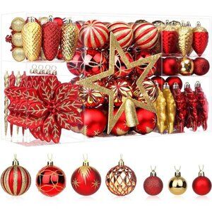 SHareconn 106PCS Christmas Balls Ornaments Set, Colorful Shatterproof Plastic